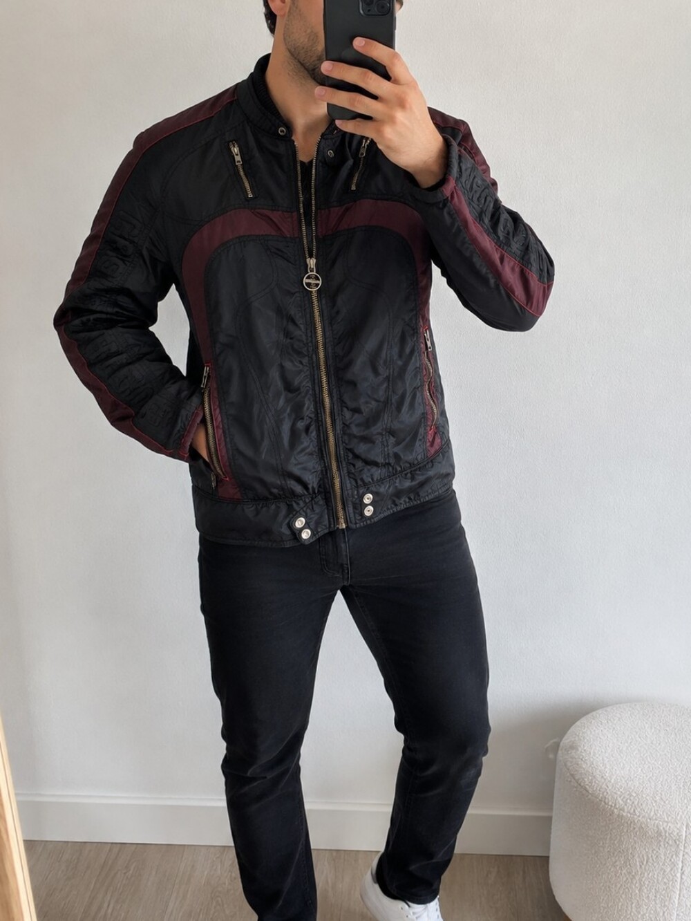 vintage Diesel Nylon men's Motorcycle/Racing Bomber Jacket size XL - Picture 2 of 15